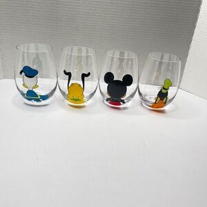 Disney Character Stemless Wine Glasses Set - Colorful Back-Print Designs